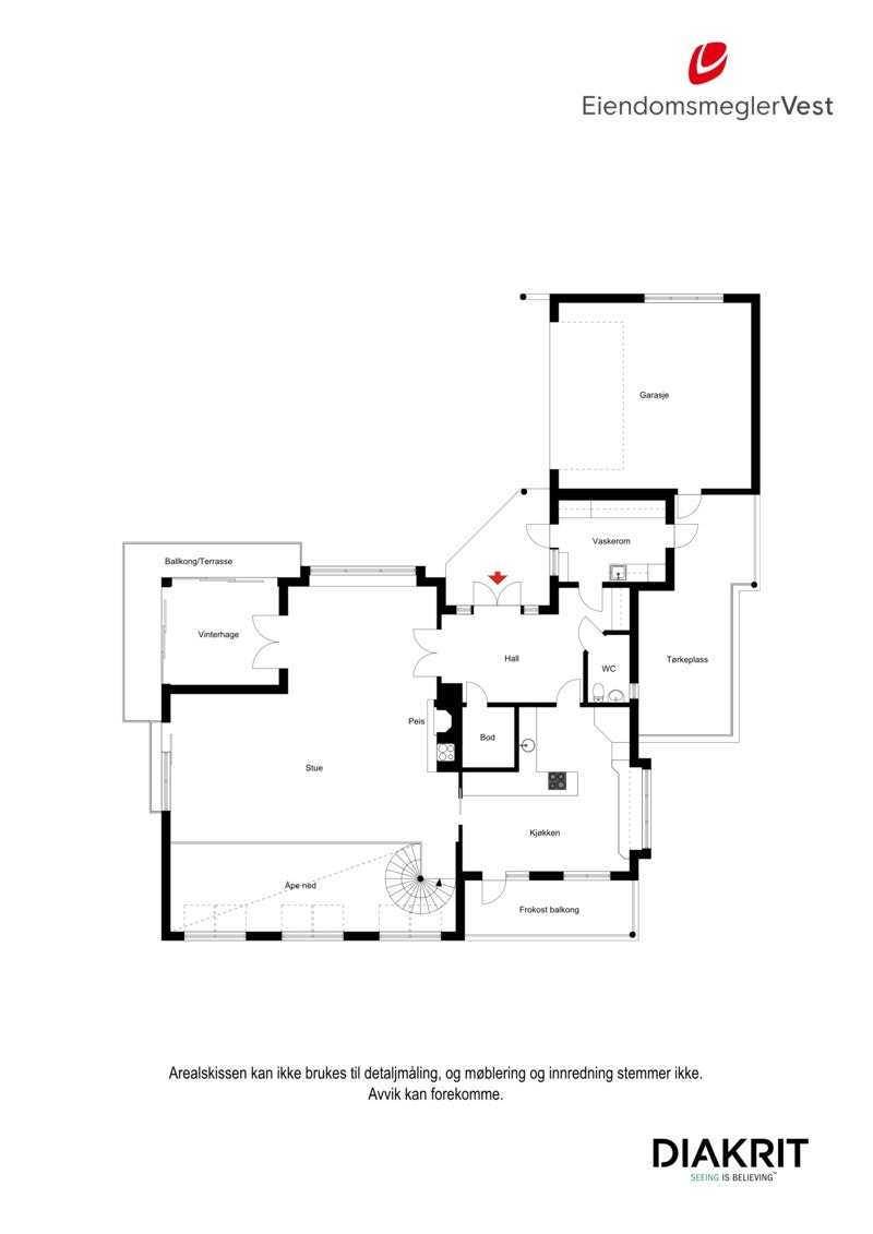 2D planskisse av hovedetasjen. Galleribilde