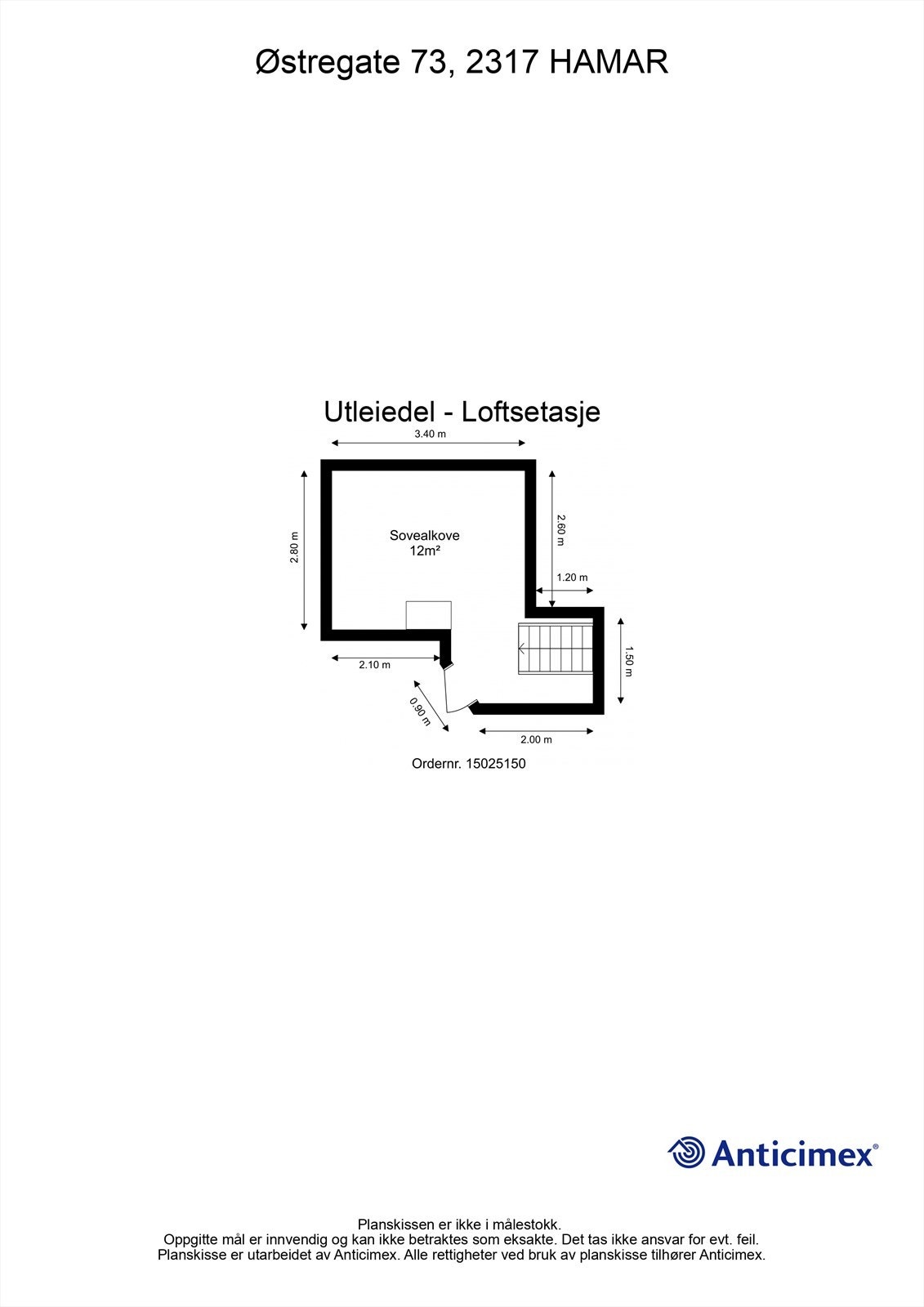 Plantegning loftsetasje utleiedel Galleribilde
