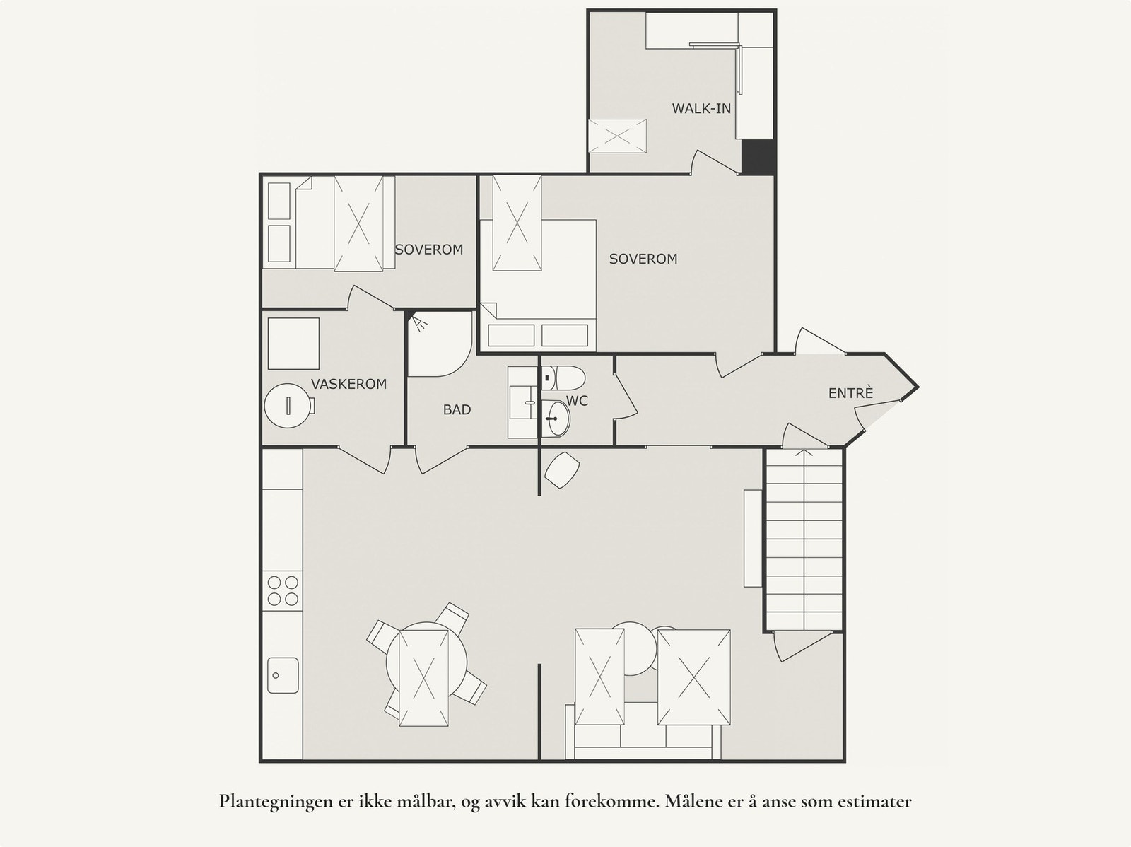 Plantegning boligens 1. etasje (leiligheten går over to plan). Galleribilde