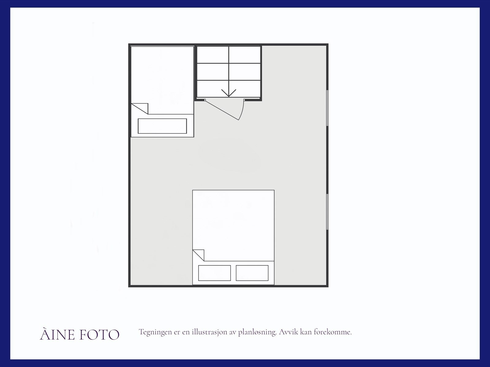 Planskisse loft | Rommet er på tegninger fra kommunen ikke definert. Vi selger ikke rommet som et soverommet på tross av hvordan rommet er benyttet av eier i dag. Galleribilde