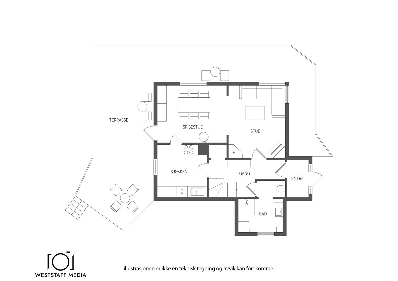 Plantegning 1. etasje Galleribilde