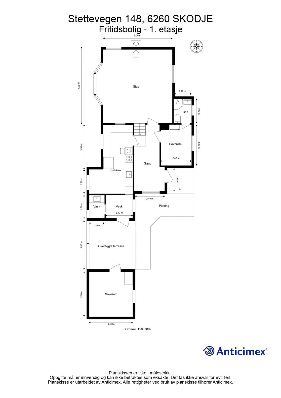 Målsatt plantenging 1. etasje fritidsbolig Galleribilde