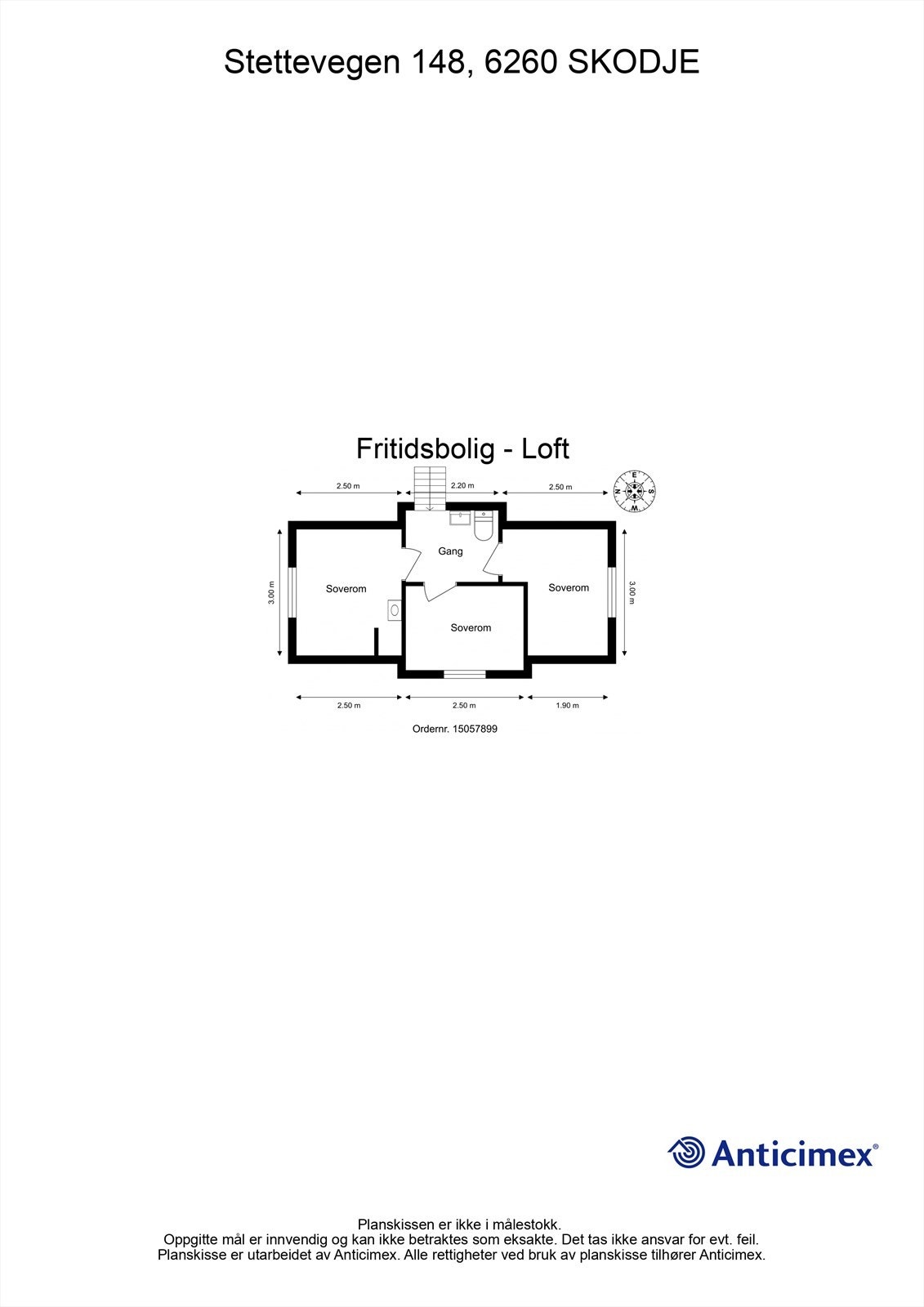 Målsatt plantegning 2. etasje/loft fritidsbolig Galleribilde