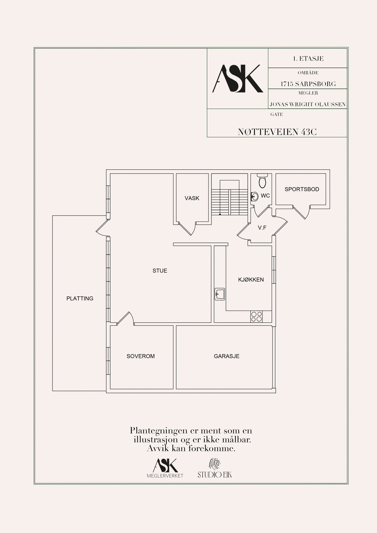 Plantegning 1. etasje Galleribilde