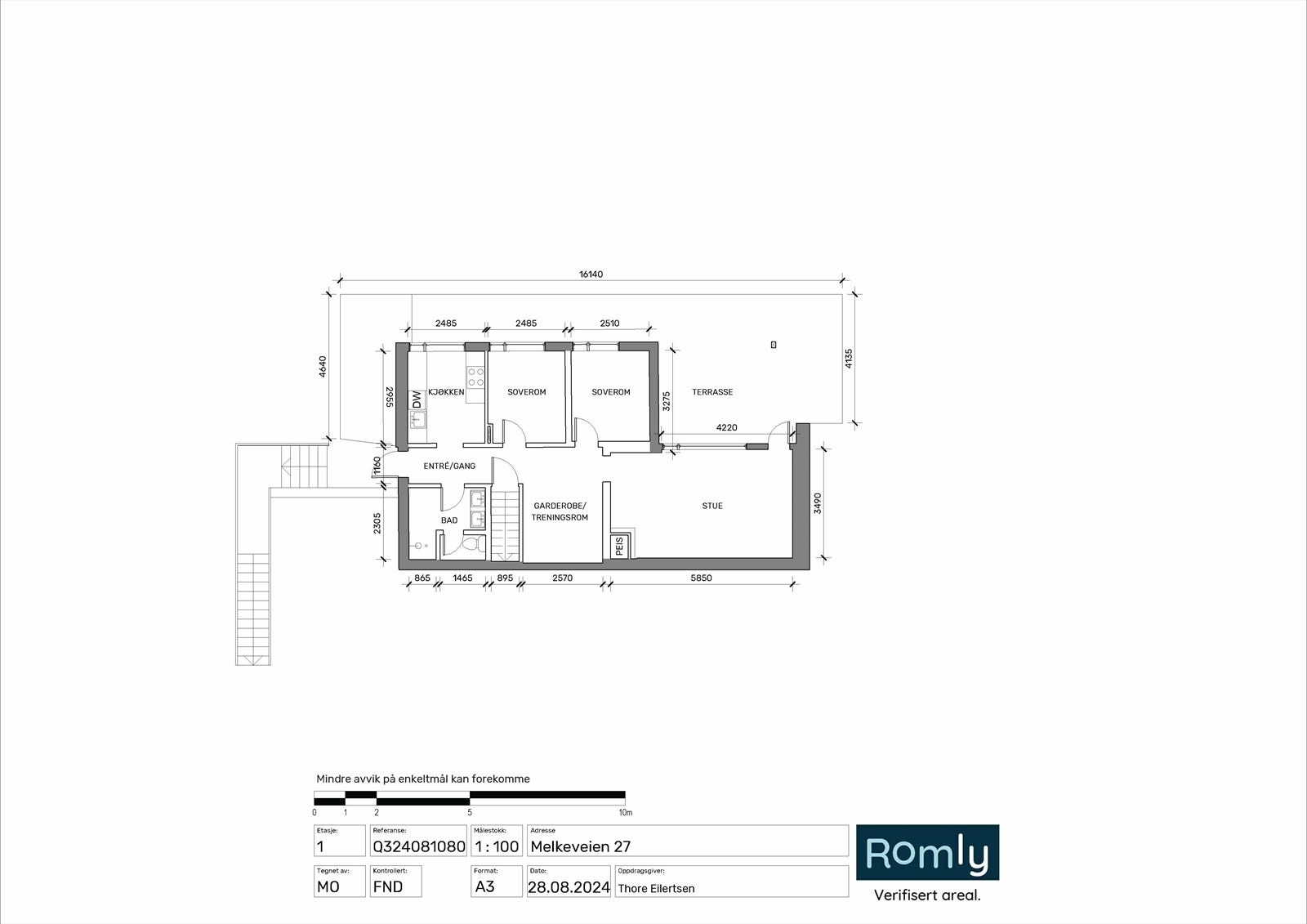 Plantegning Melkeveien 27 - 1. etasje. Galleribilde