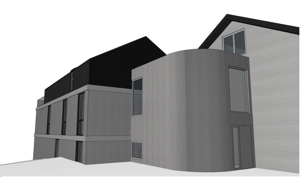 Mot fasade. NB! søknad/godkjennelse har passert tidsfrist for igangsettelse) Galleribilde