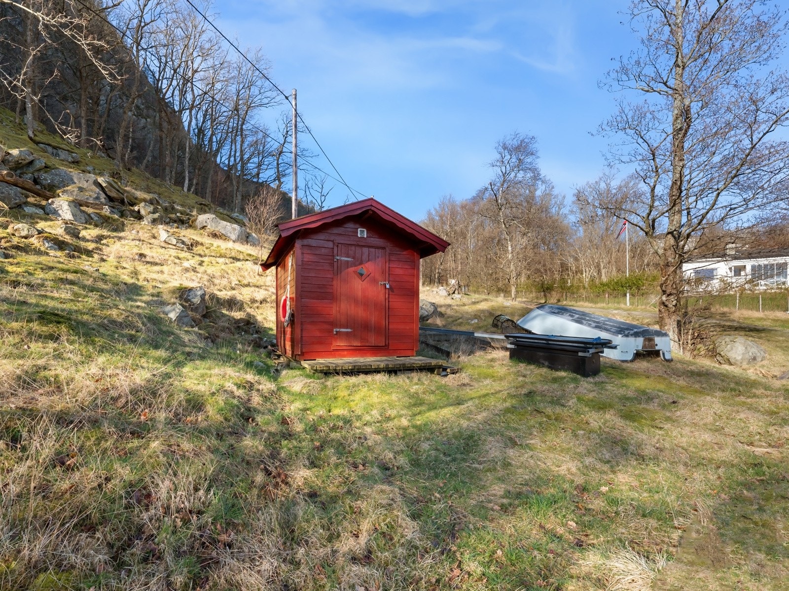 Sjøbod som deles med flere hyttenaboer - Praktisk for lagring av flytevester og utstyr til båten Galleribilde