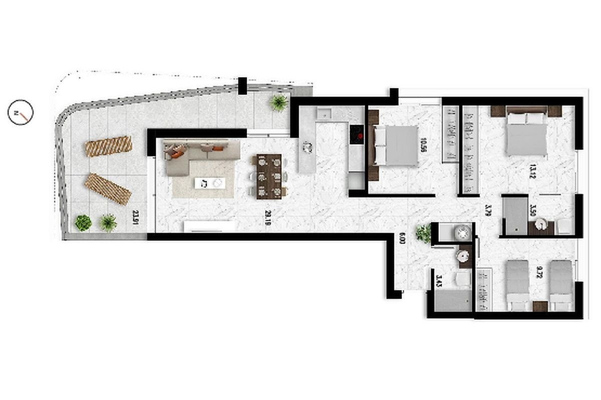 3 soveroms leilighet Galleribilde