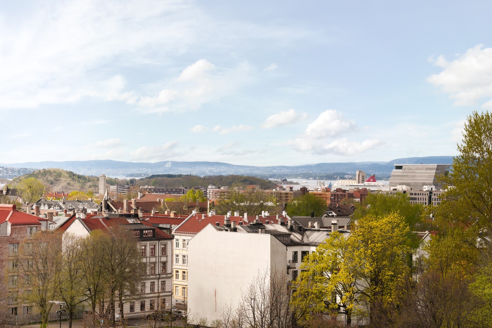Flott utsikt fra takterrasse. Galleribilde