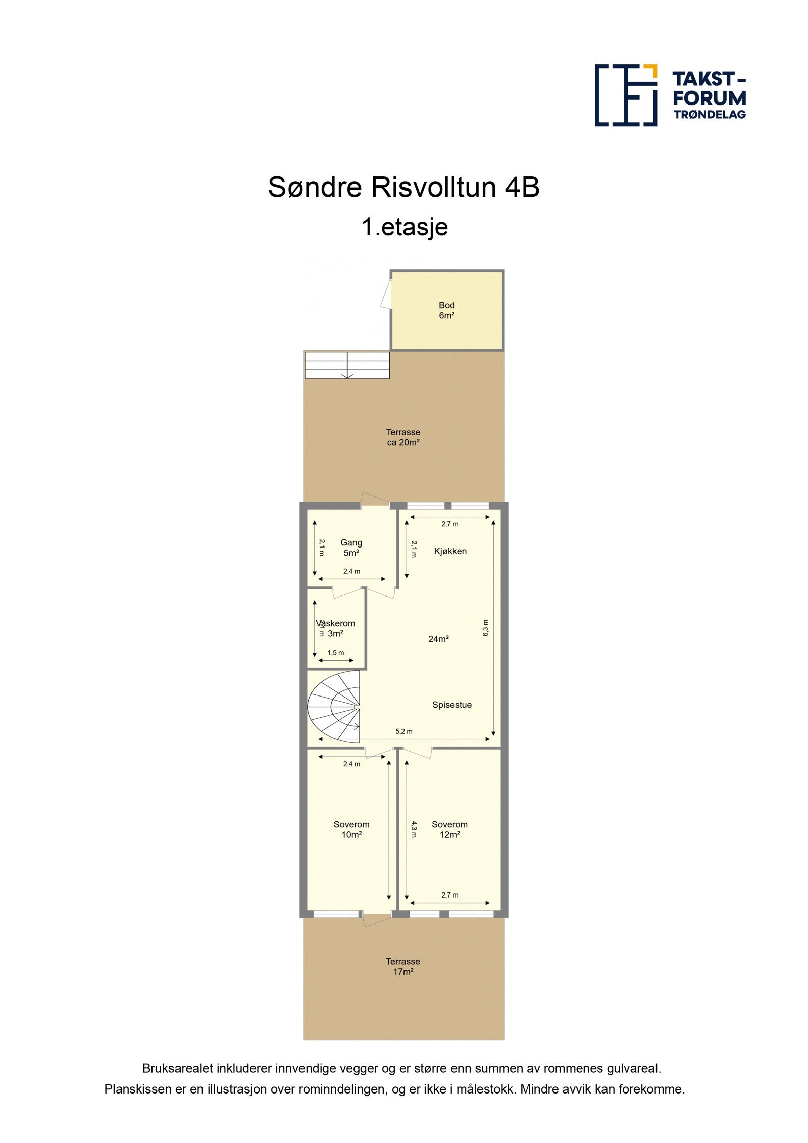 Planskisse fra takstmann 1. etasje Galleribilde
