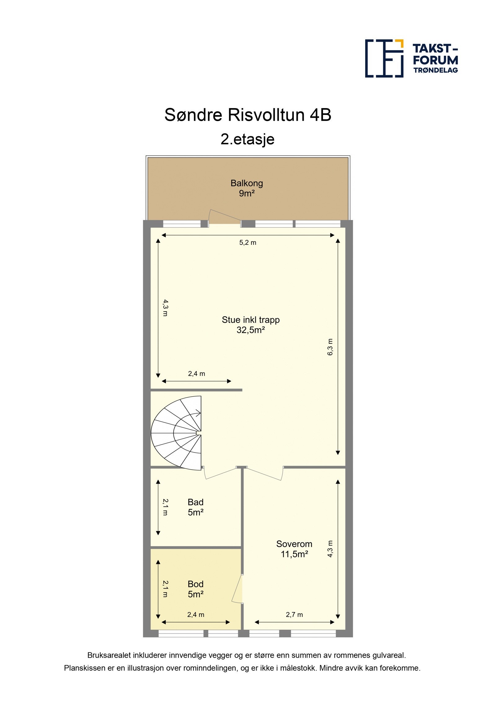 Planskisse fra takstmann 2. etasje Galleribilde