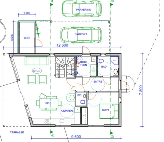 Plantegning 1.etg Galleribilde
