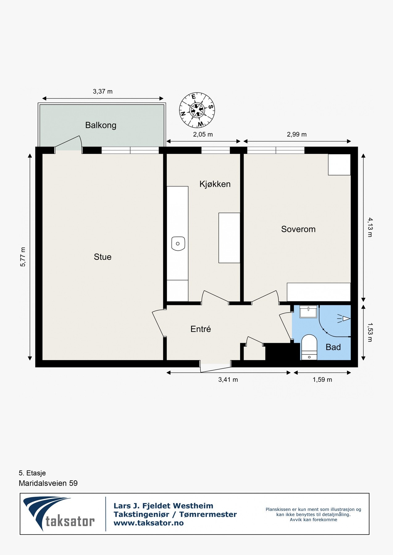Dagens planløsning, dette kan enkelt gjøres om til 3-roms. Galleribilde
