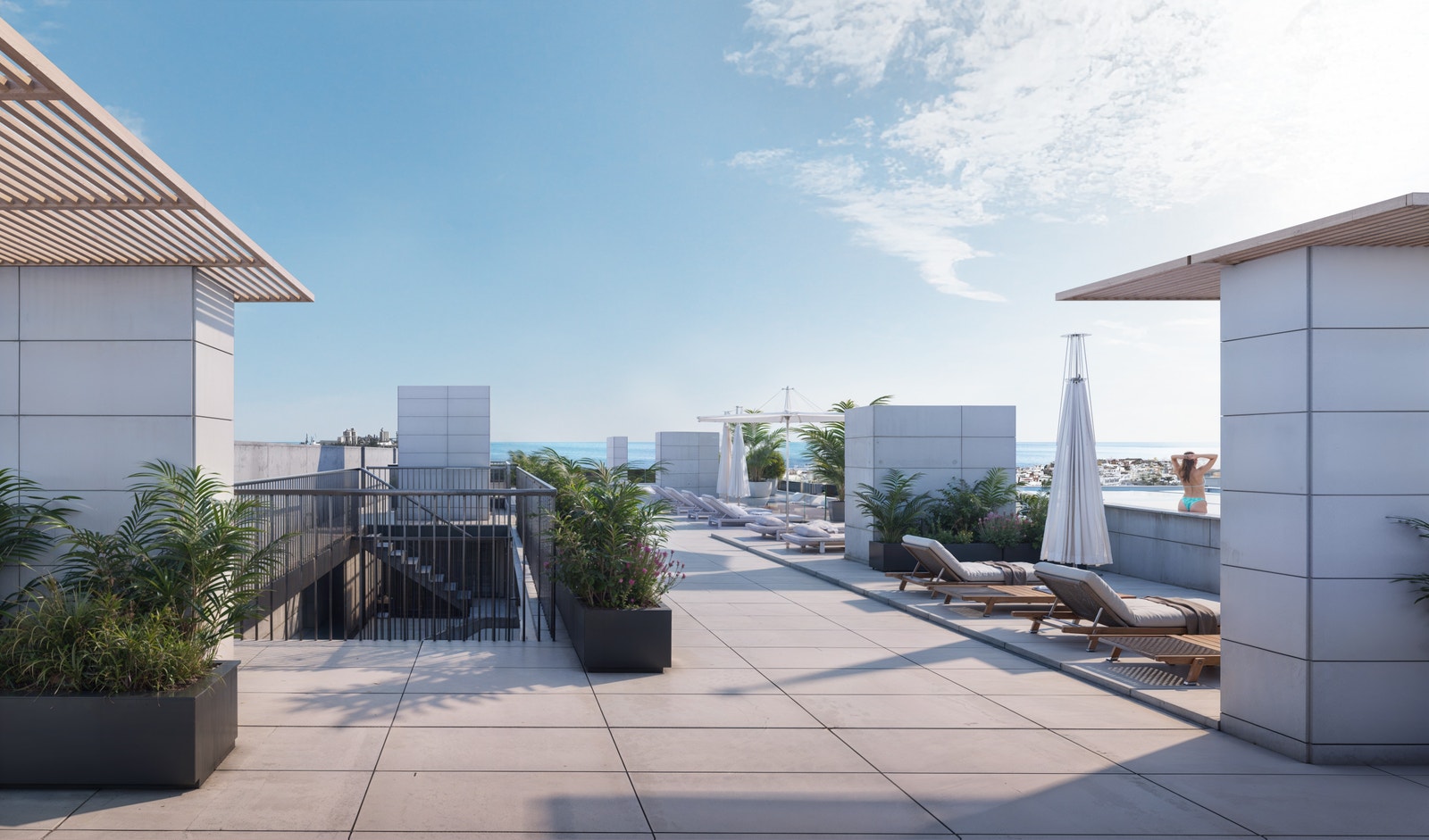 Felles rooftop med basseng. Dette er en illustrasjon, og avvik kan forekomme. Galleribilde