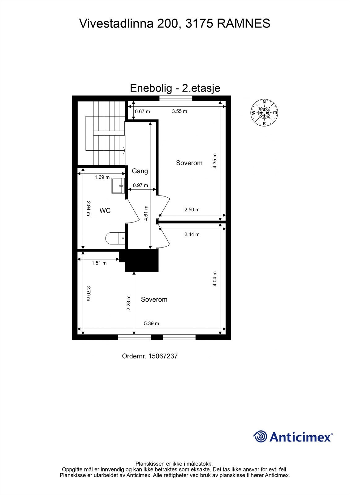 Plantegning 2.etasje enebolig Galleribilde