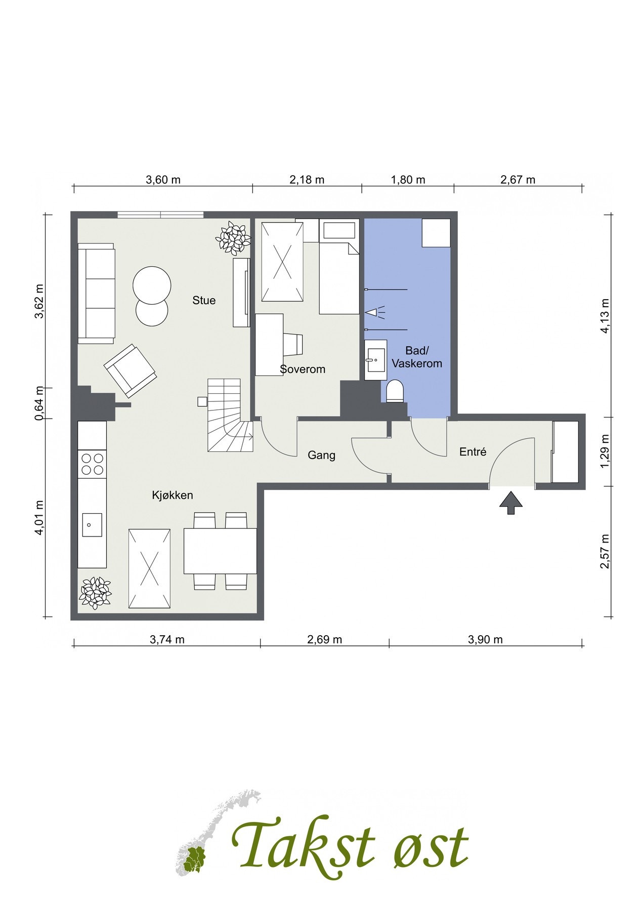3D plantegning - avvik kan forekomme. Galleribilde