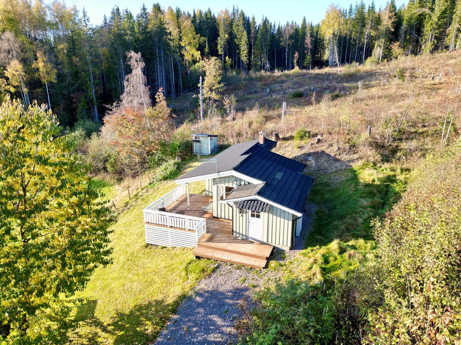 Hytta har en landlig og usjenert beliggenhet i Nordre Oppdalen, i Lunner kommune. Galleribilde