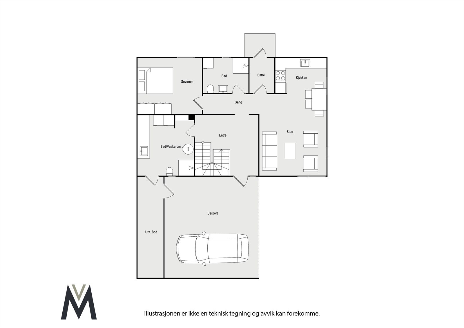 1.etasje (Det er ikke åpning mellom leilighet og entre) Galleribilde