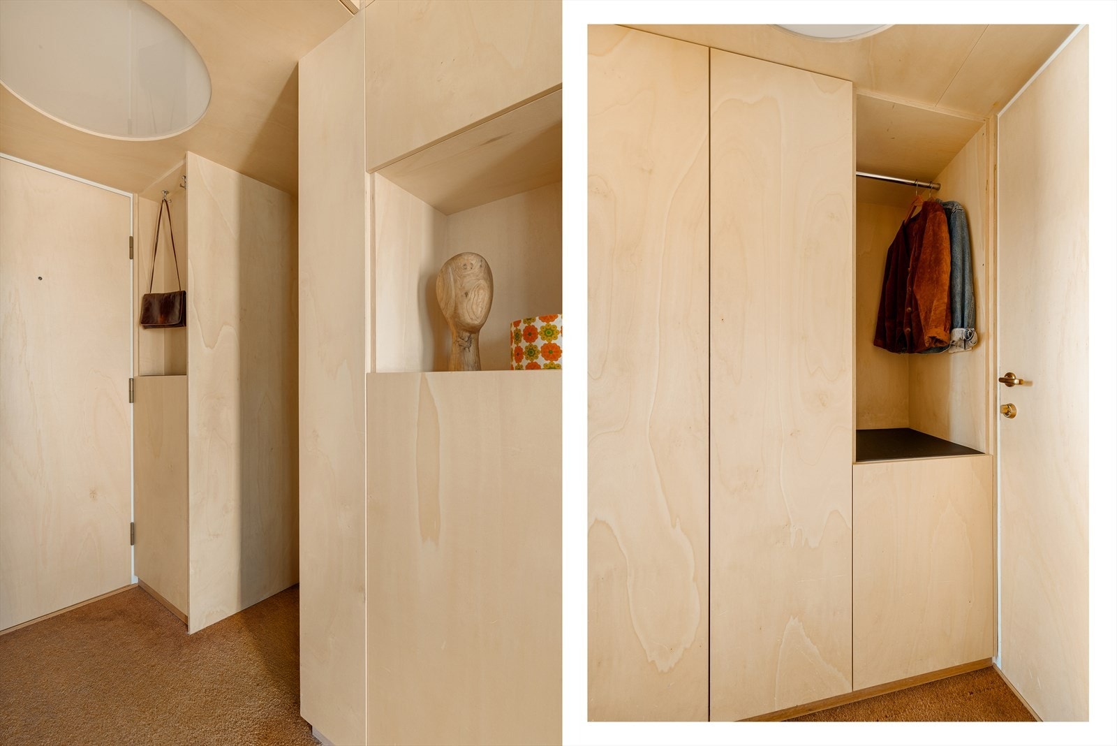 Svært god utnyttelse av plass, med oppbevaring også i taket over entréen. Galleribilde