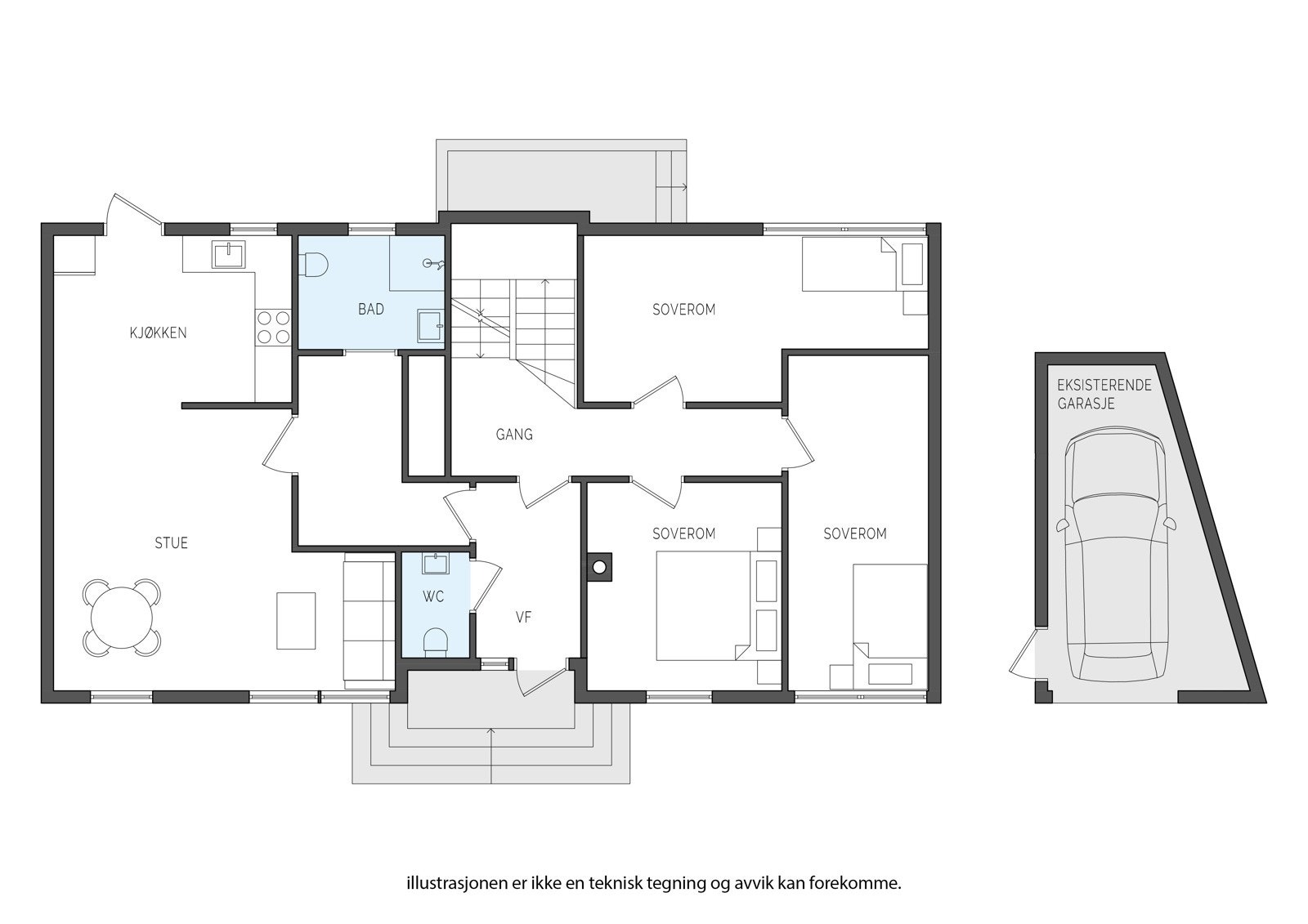 Plantegning 1. etasje Galleribilde