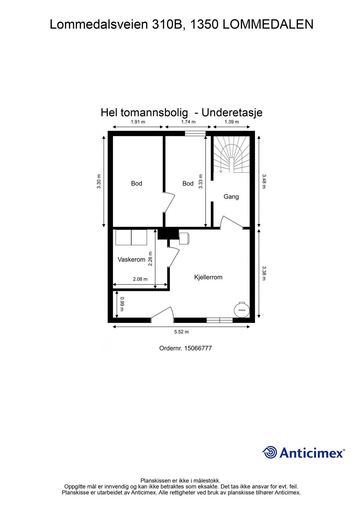 Plantegning underetasje - i denne etasjen er det boder og vaskerom. Det er ingen bilder fra denne etasjen Galleribilde