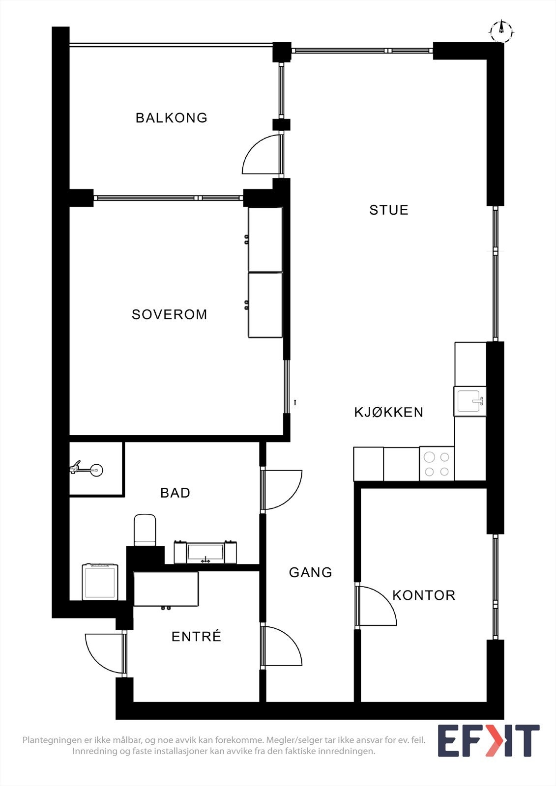 Plantegning leilighet i 3. etasje. Galleribilde