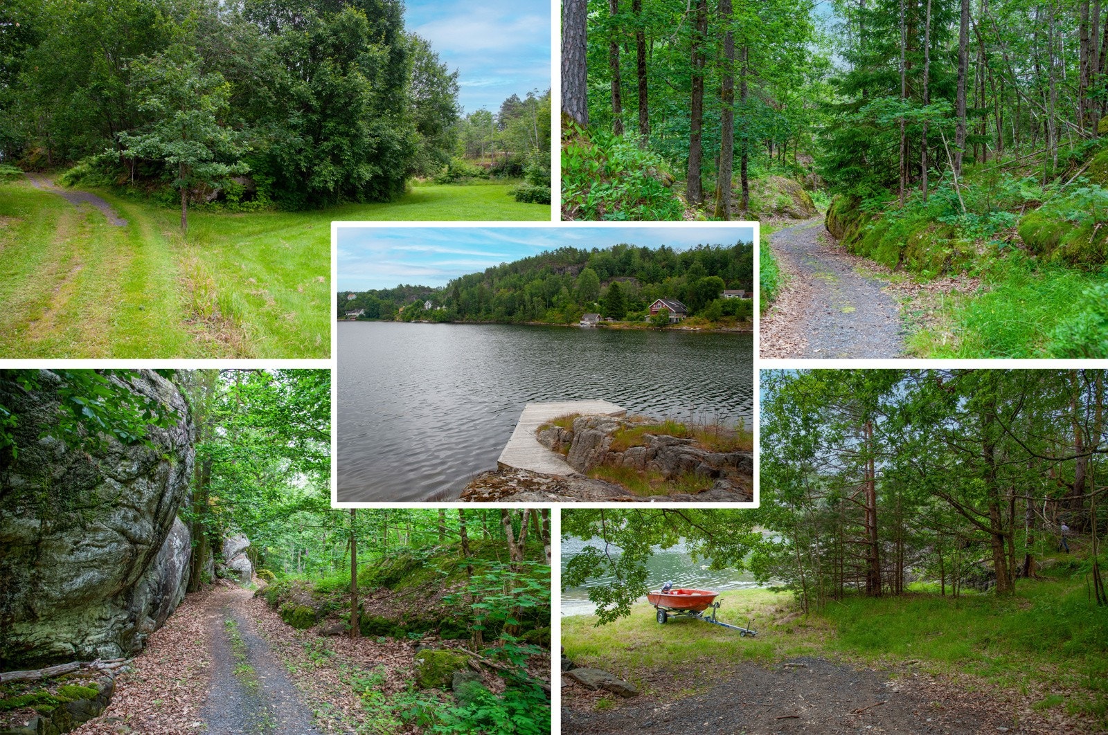 Det er enkelt å finne rekreasjon i skog, mark og ved sjøen, både på og rundt eiendommen. Galleribilde