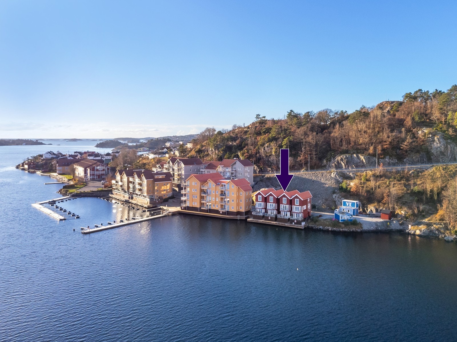 Pil som markerer boligen Galleribilde