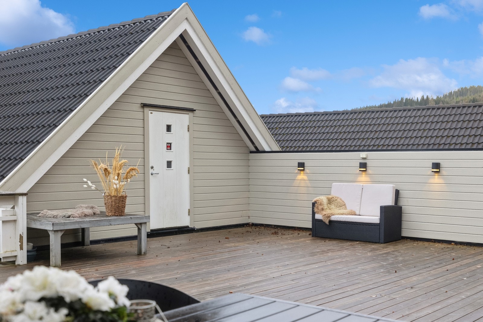 Terrassen byr på gode solforhold. Galleribilde