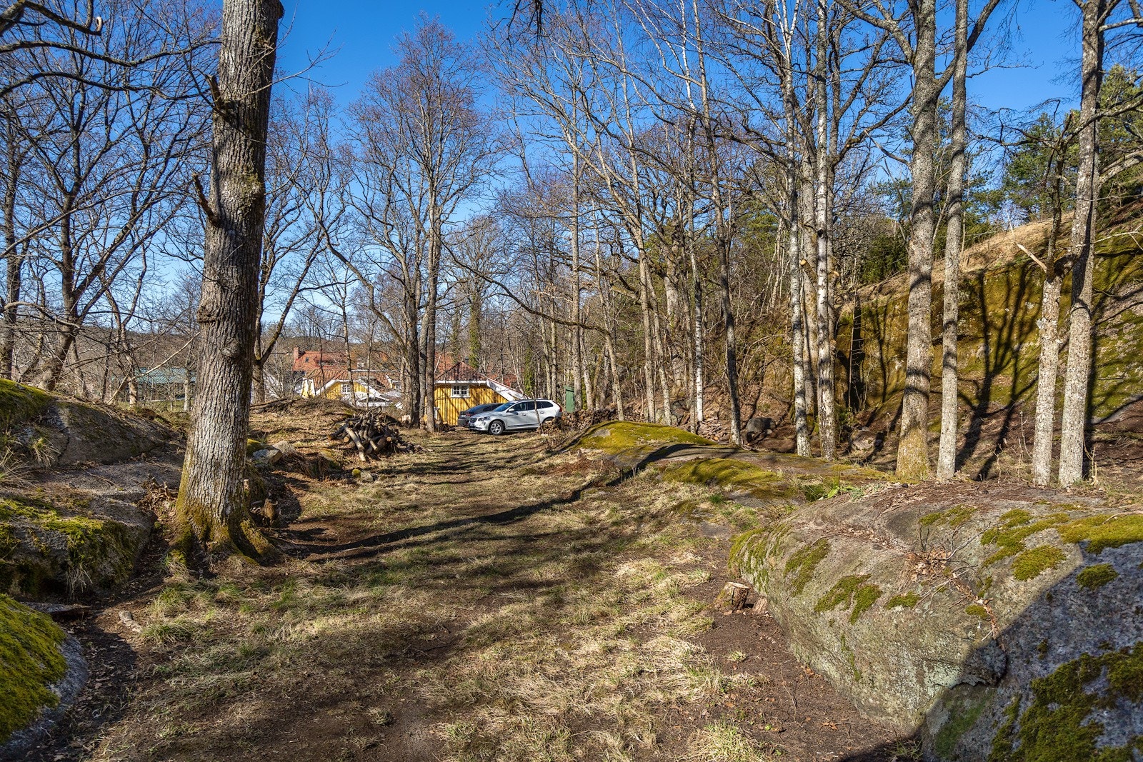 Stort tomt - parkeringsplassen sees i bakgrunnen Galleribilde