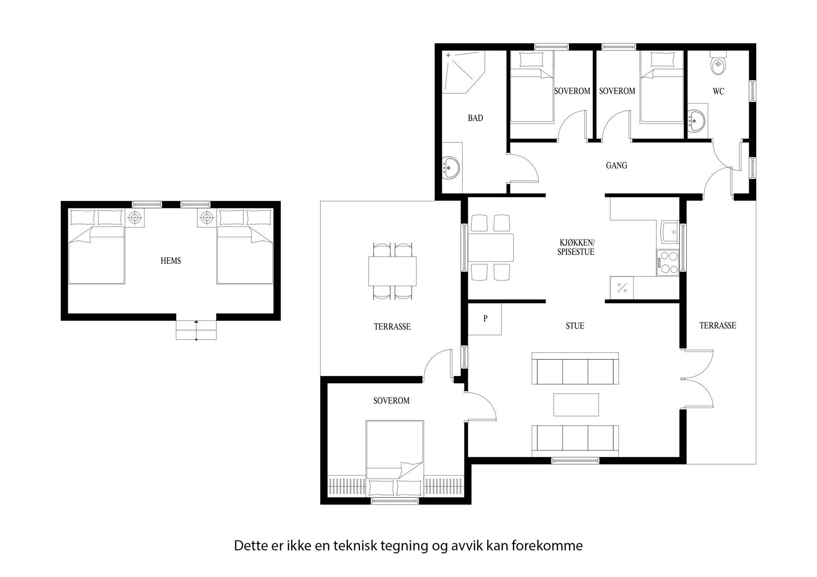 Planløsning for hytta Galleribilde