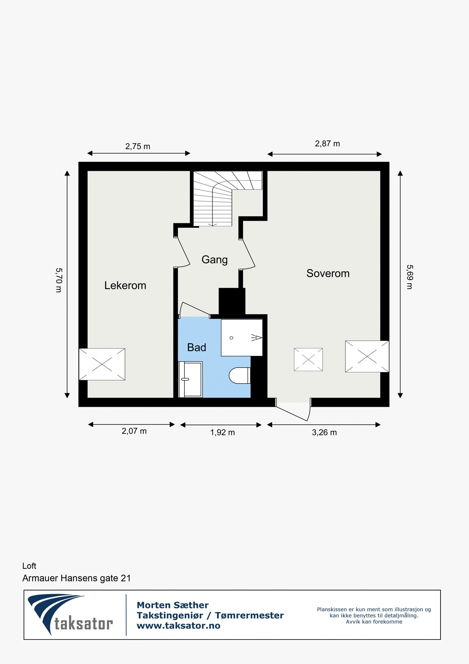 Plantegning loft. Galleribilde