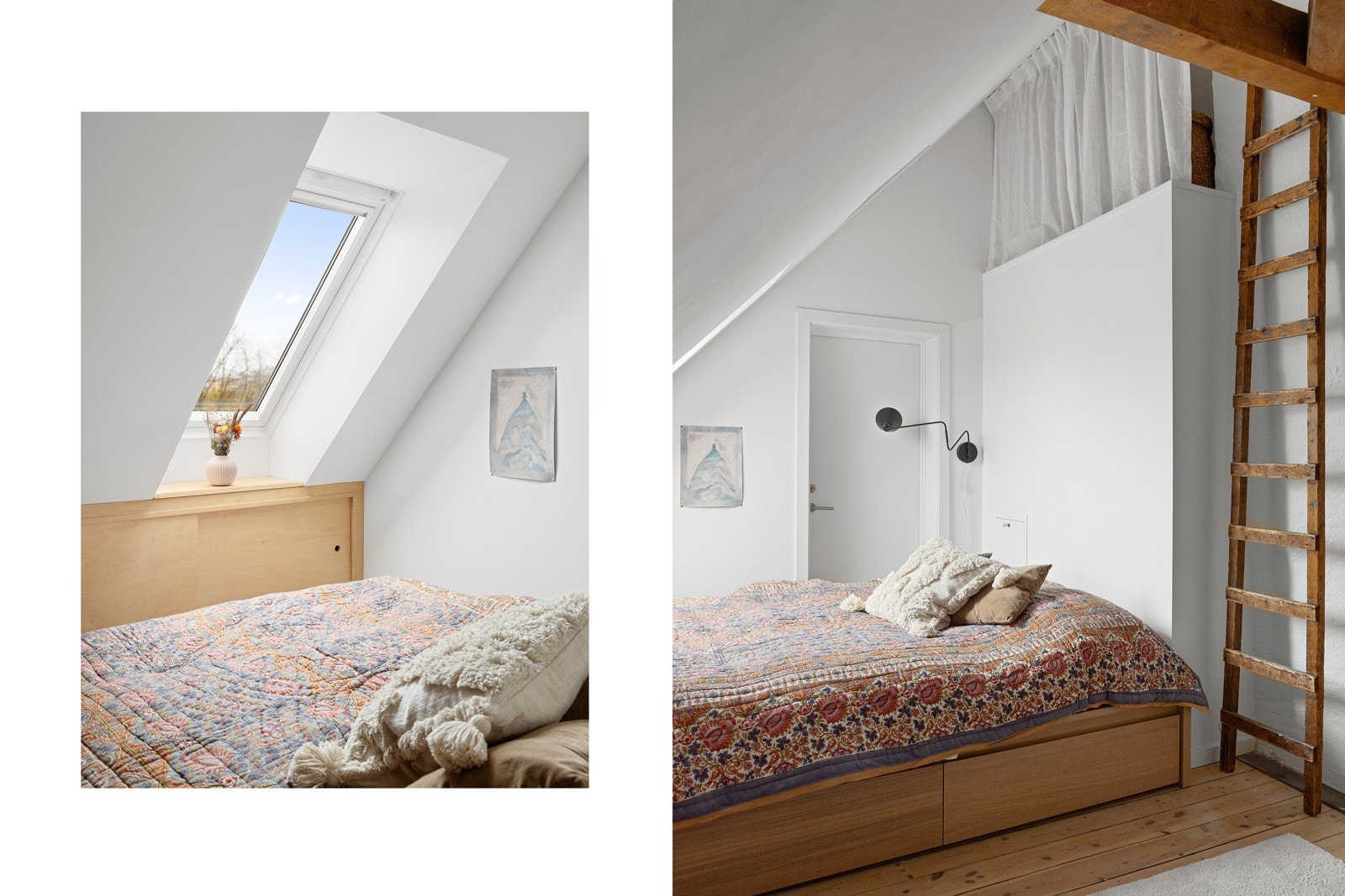 Ekstra oppbevaring over sengen med adkomst via trapp. Galleribilde