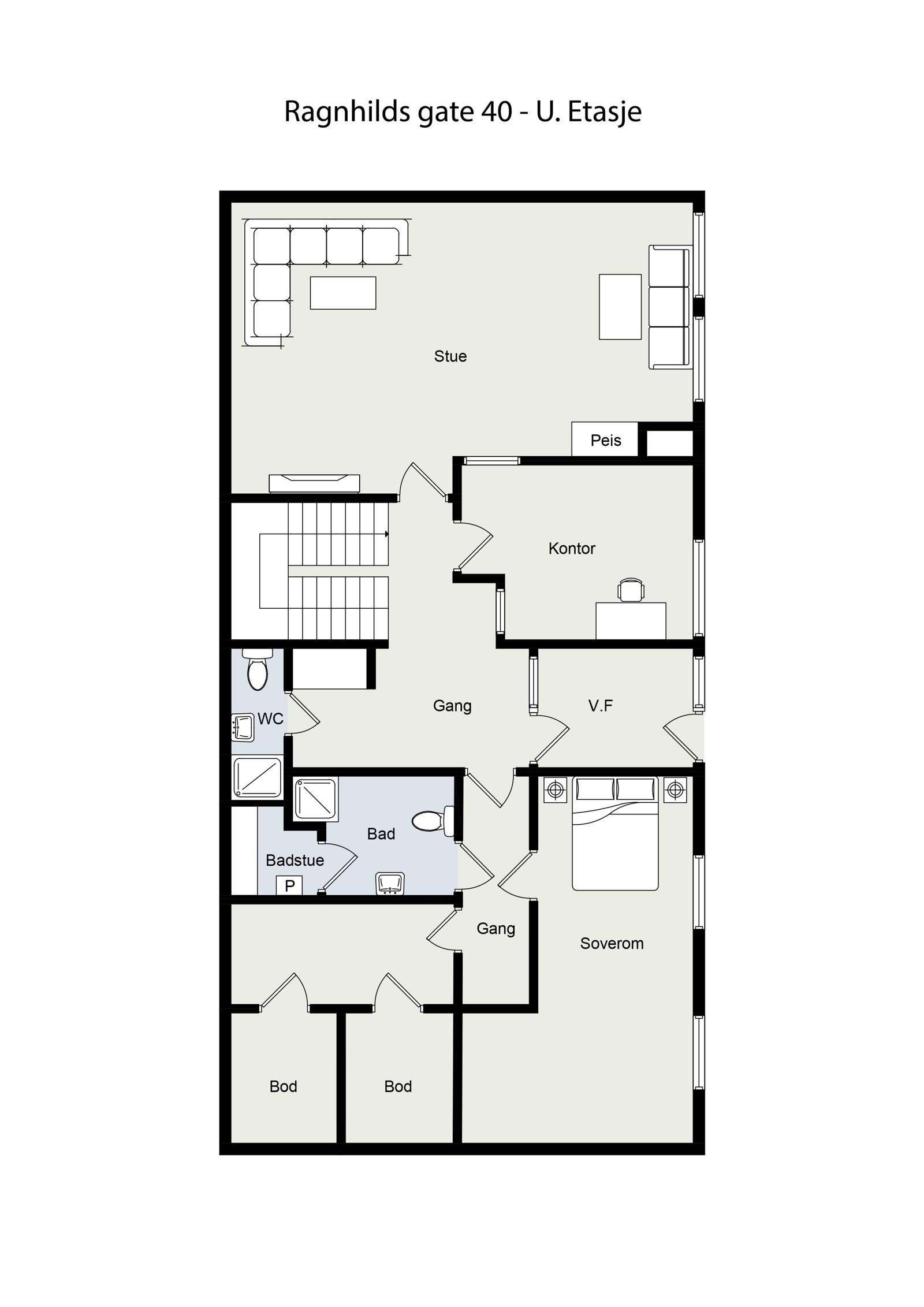 Plantegning - Underetasje. Galleribilde