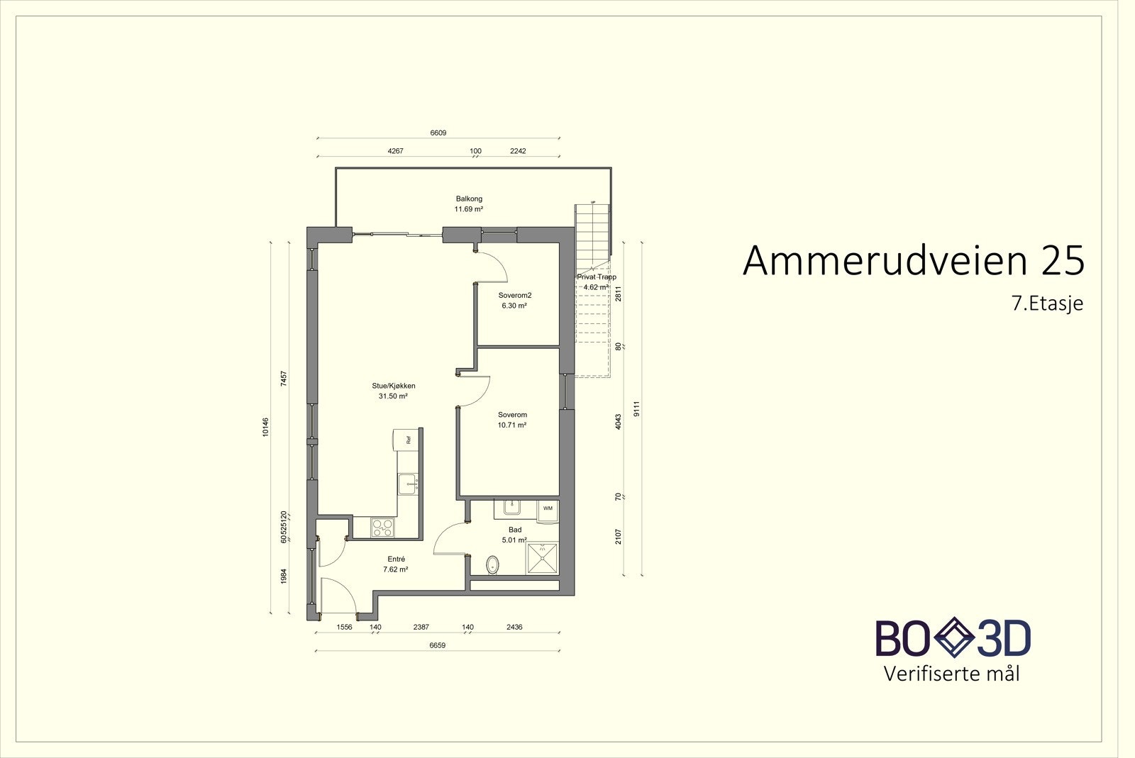 Målsatt plantegning Galleribilde