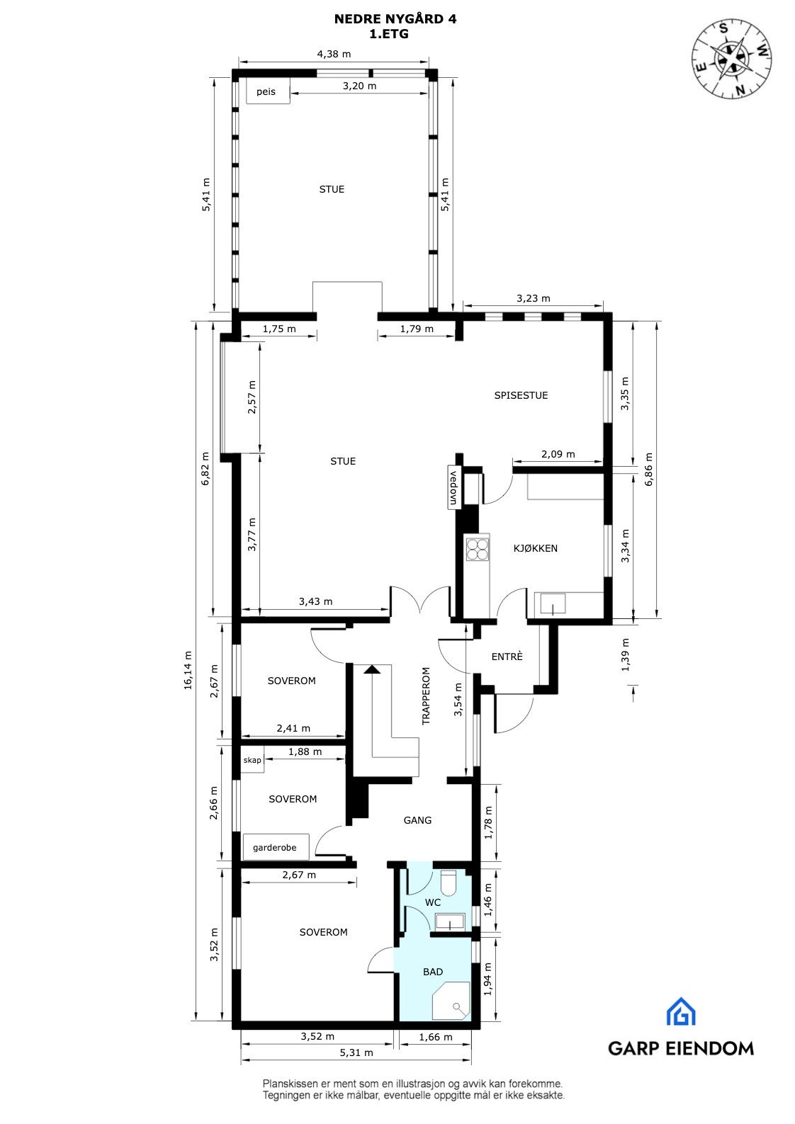 Plantegning 1. etasje Galleribilde
