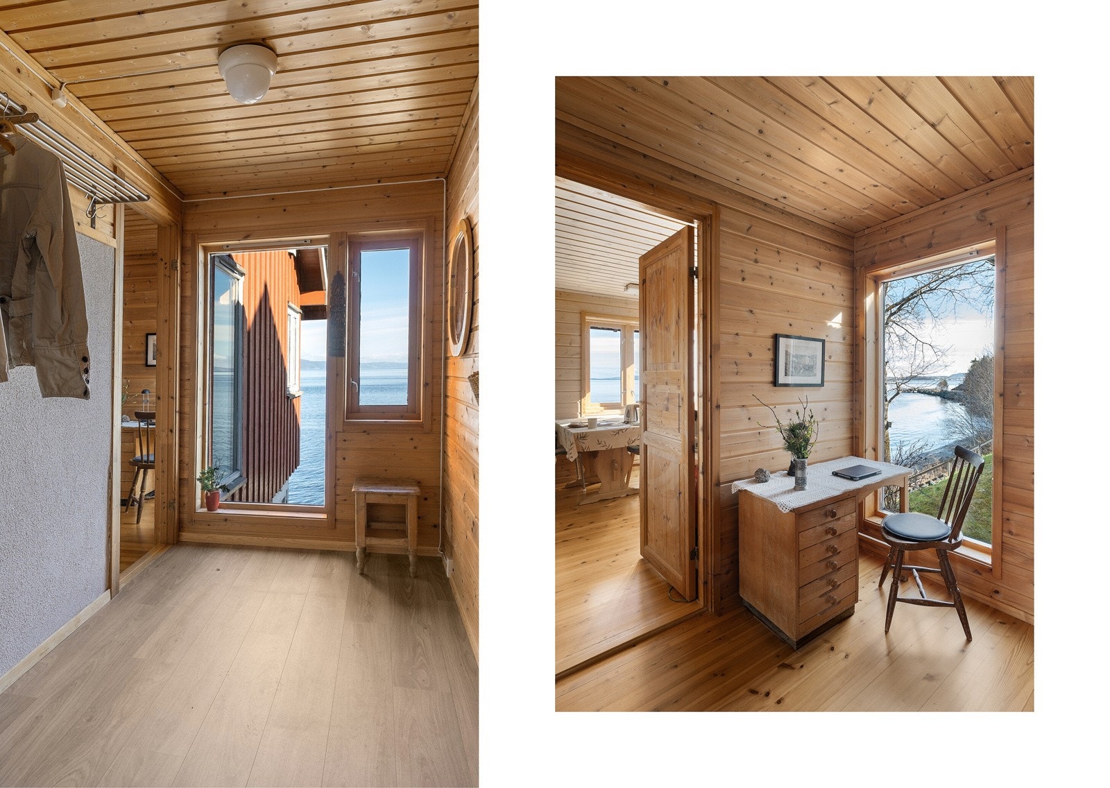 Velkommen inn! Gangen fikk ny gulvvarme og nytt gulv i 2021. Store vindusfelt sørger for god kontakt med naturen og gir rikelig med lysinnslipp. Galleribilde