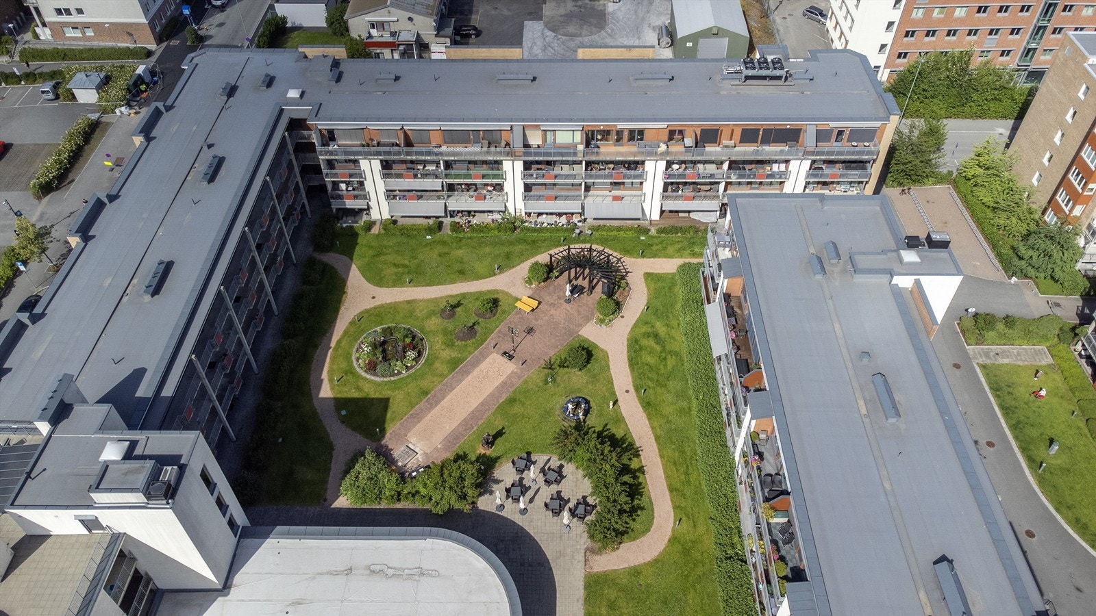 Oversikt over byggene og gårdstunet Galleribilde