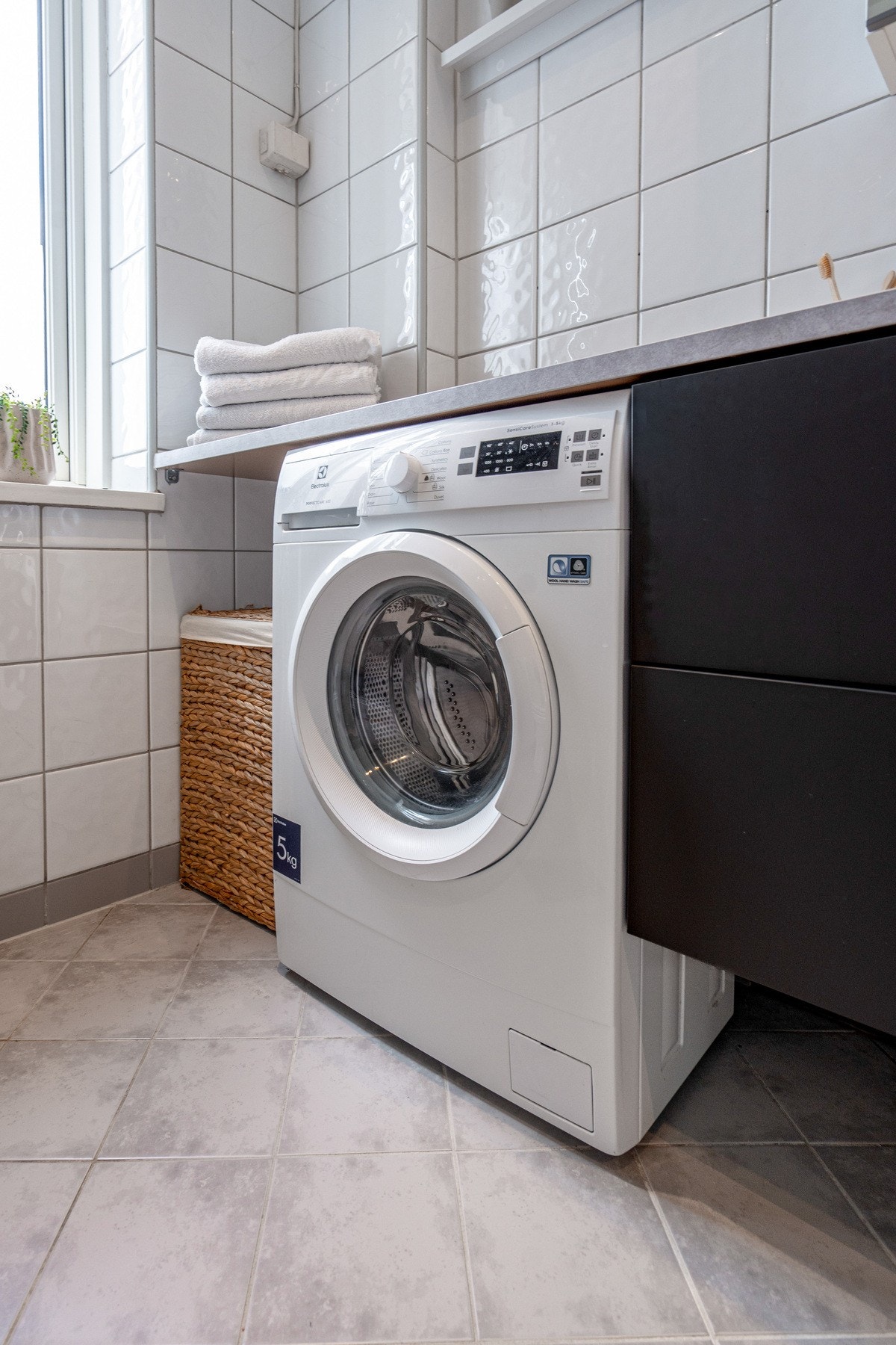 Det er opplegg for vaskemaskin. Galleribilde