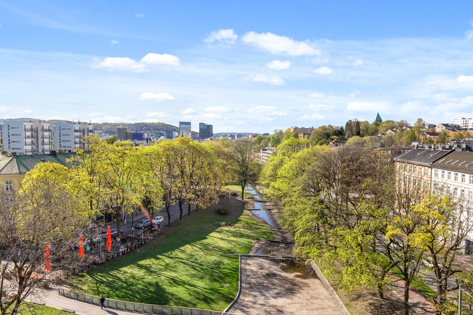 Flott utsikt over Kiellands plass og ned mot Oslo sentrum. Galleribilde