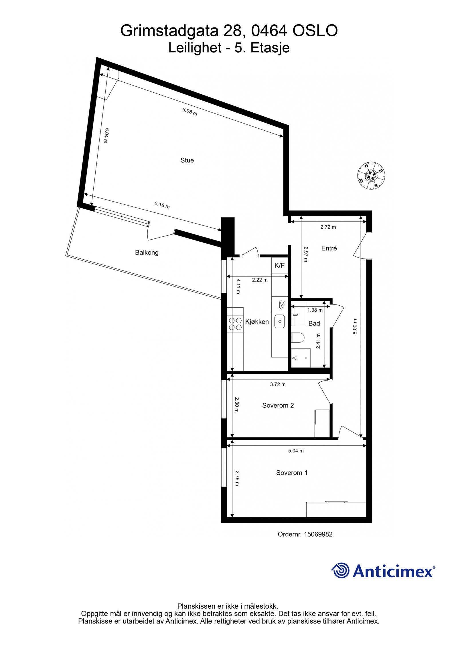 Plantegning. I tillegg disponeres en garasjeplass med elbil-lader, samt to boder på totalt ca. 8m² og et skap i kjølerom på loft. Heis i bygget. Galleribilde