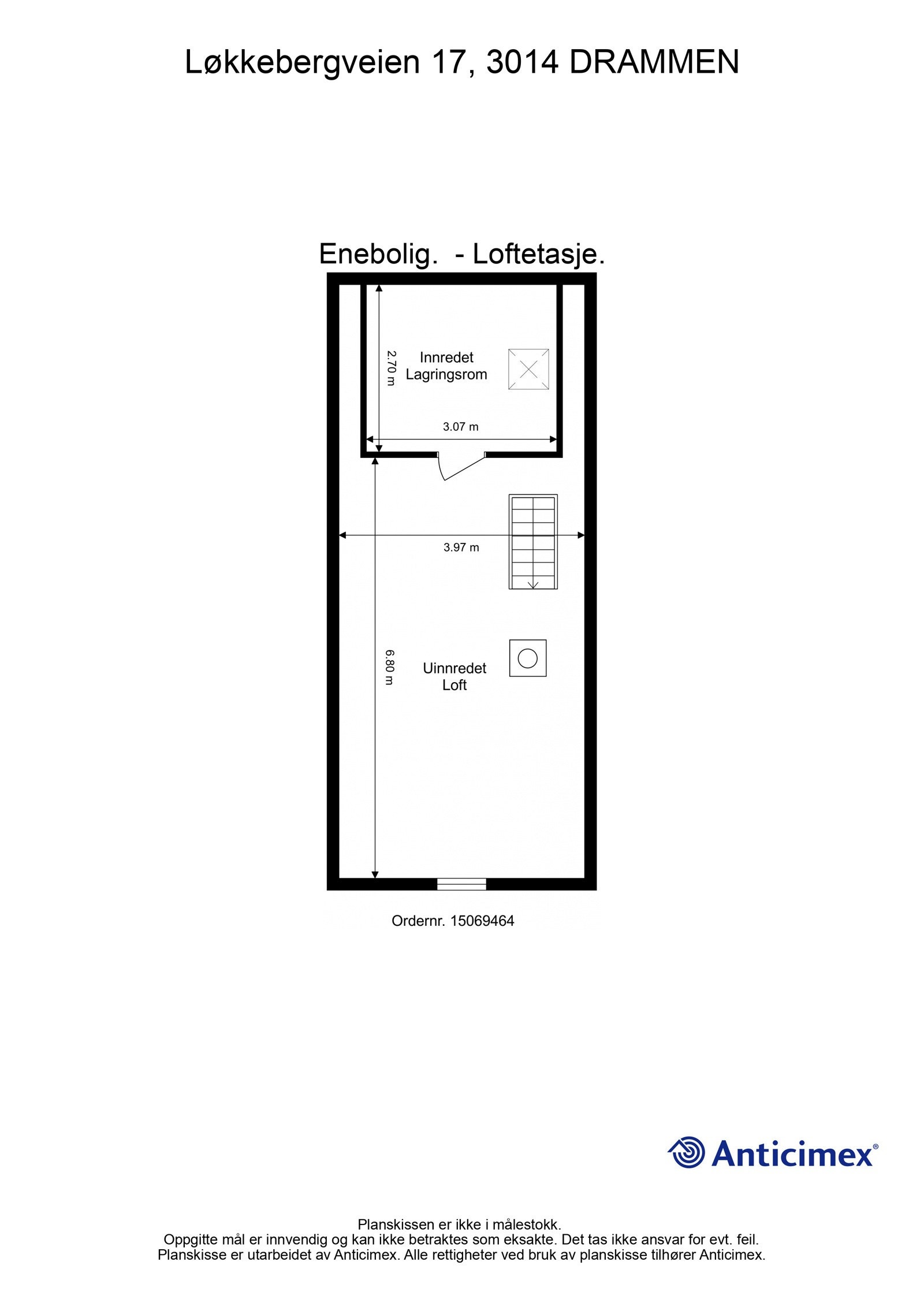 Plantegning - Loftetasje. Tørkeloft, så ingen bilder av loftet. Galleribilde