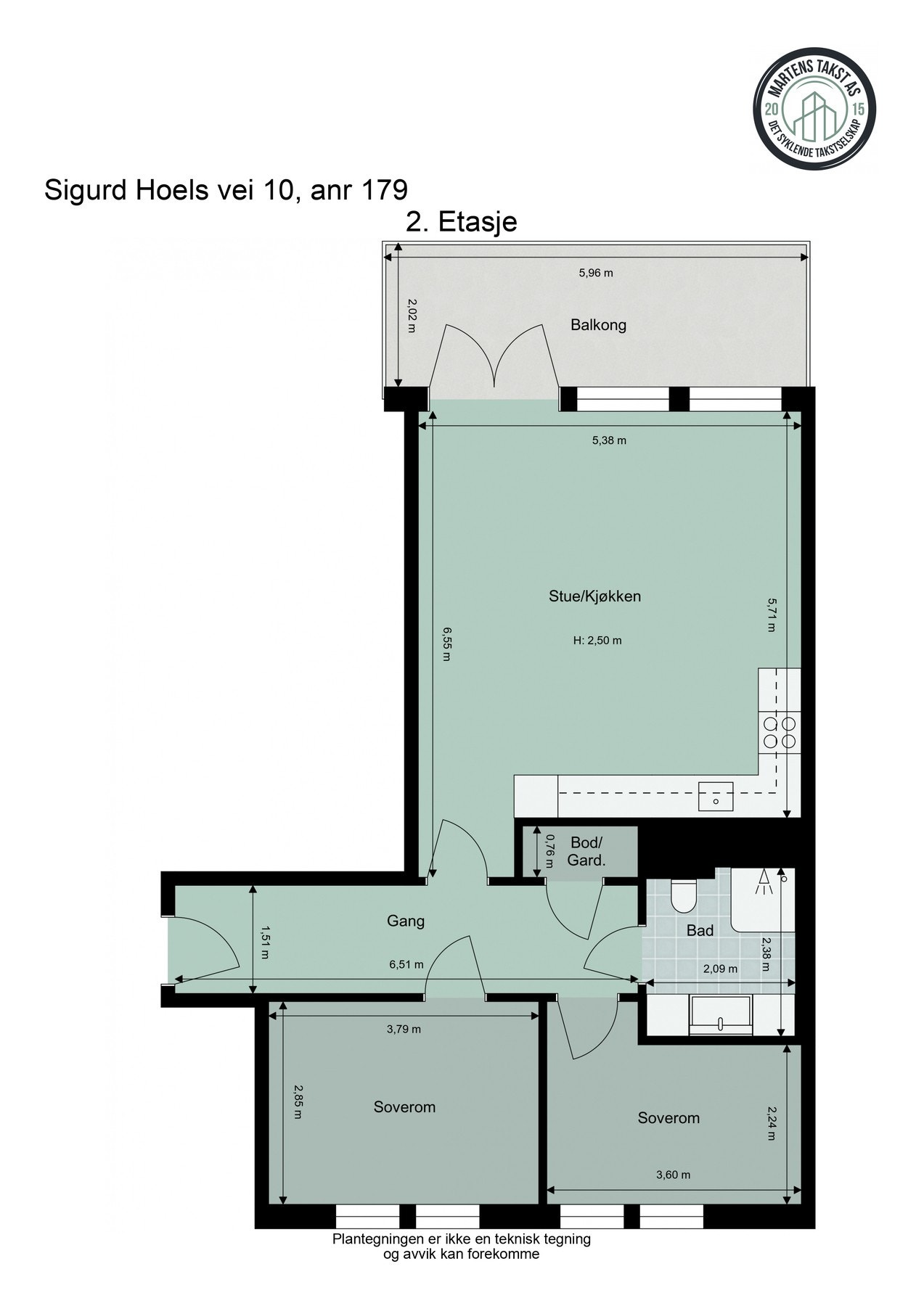 Plantegning - Leiligheten ligger i 2. etasje Galleribilde