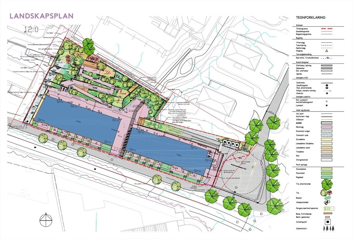 Oversiktsillustrasjon av takterasse og bakhage Galleribilde