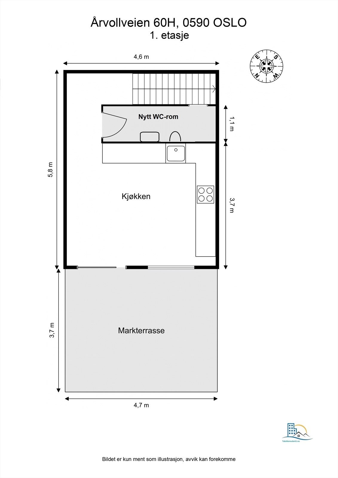 Alt.planløsning med wc, for mer info se pkt. ferdigattest Galleribilde