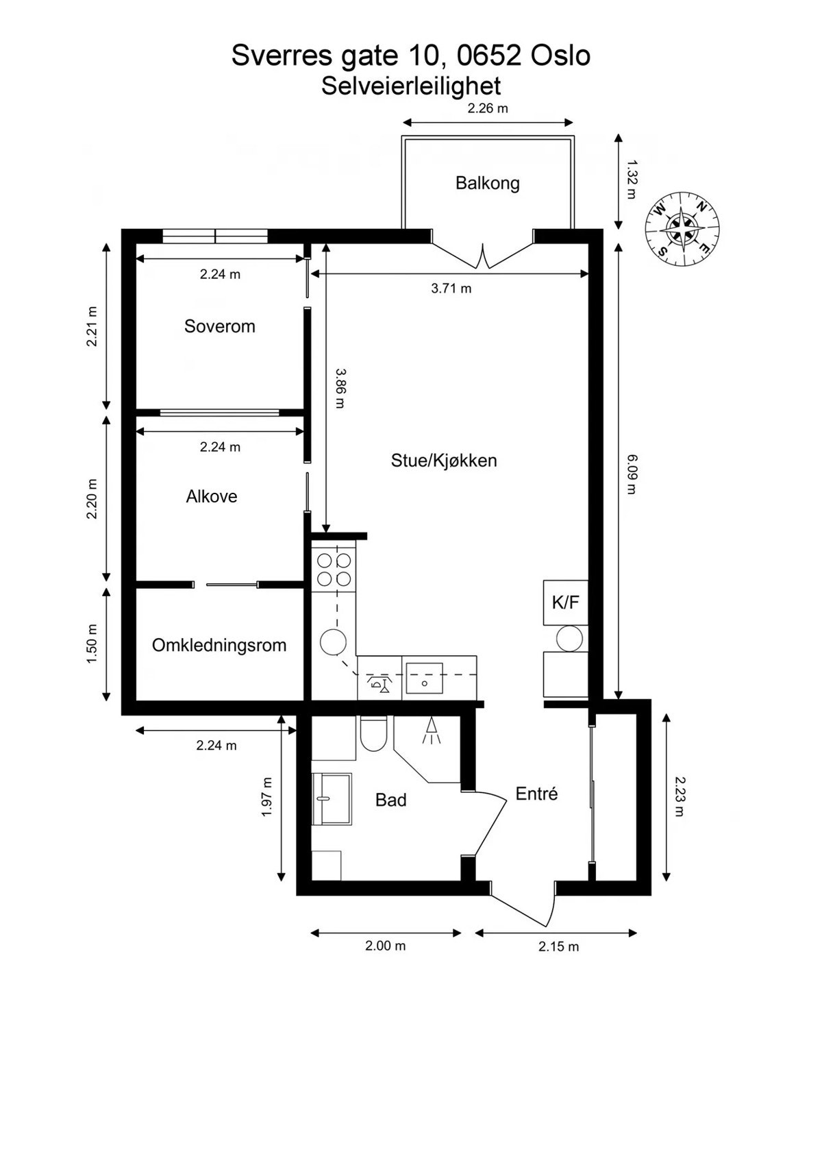 Planskisse. I tillegg disponerer leiligheten bod på ca. 3,9 kvm. Galleribilde