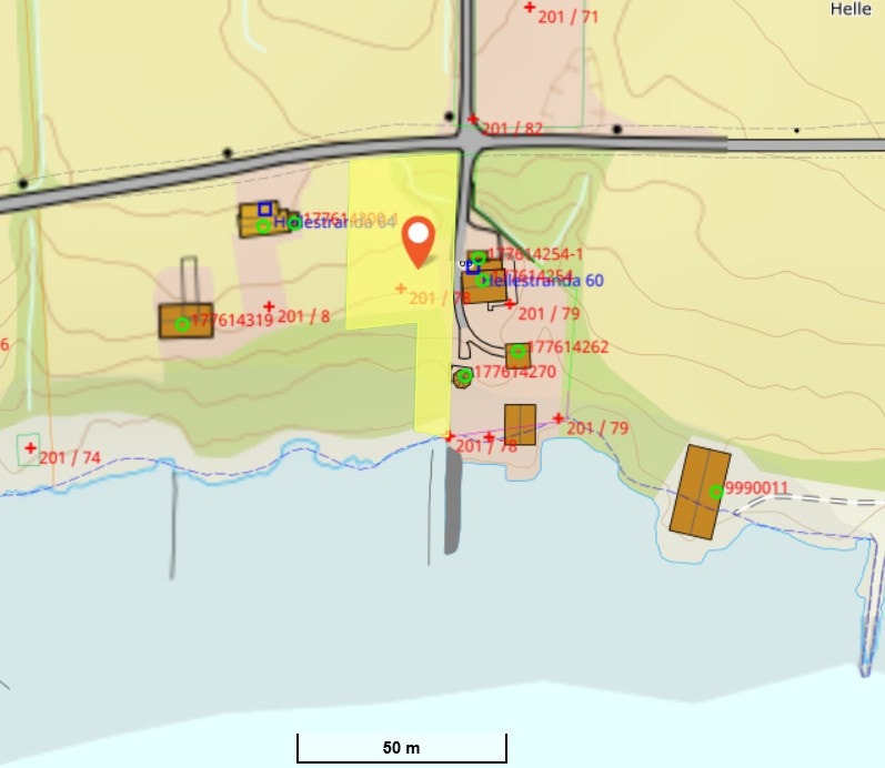 Kart med avmerka tomt Galleribilde