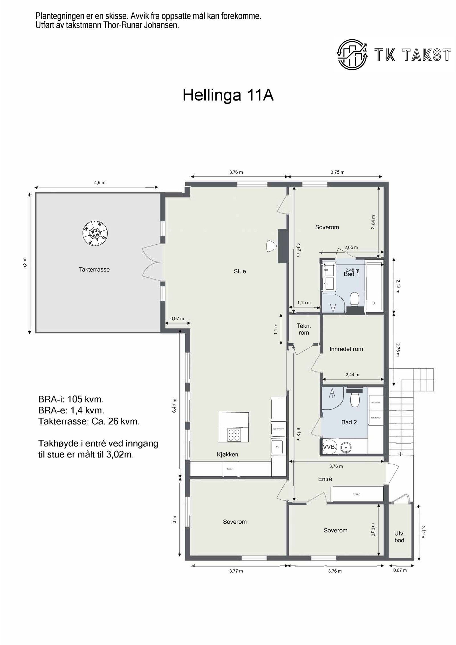Plantegning Hellinga 11A Galleribilde