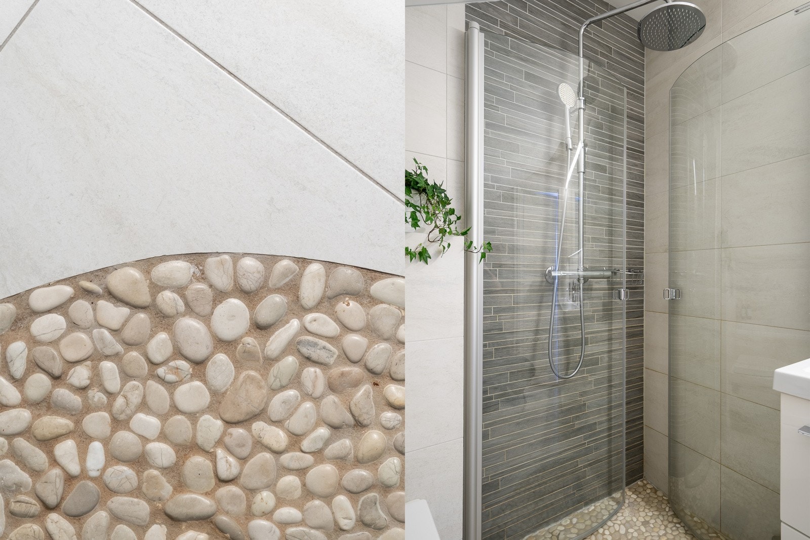 Her er det også lagt rullestein i dusjsonen. Galleribilde