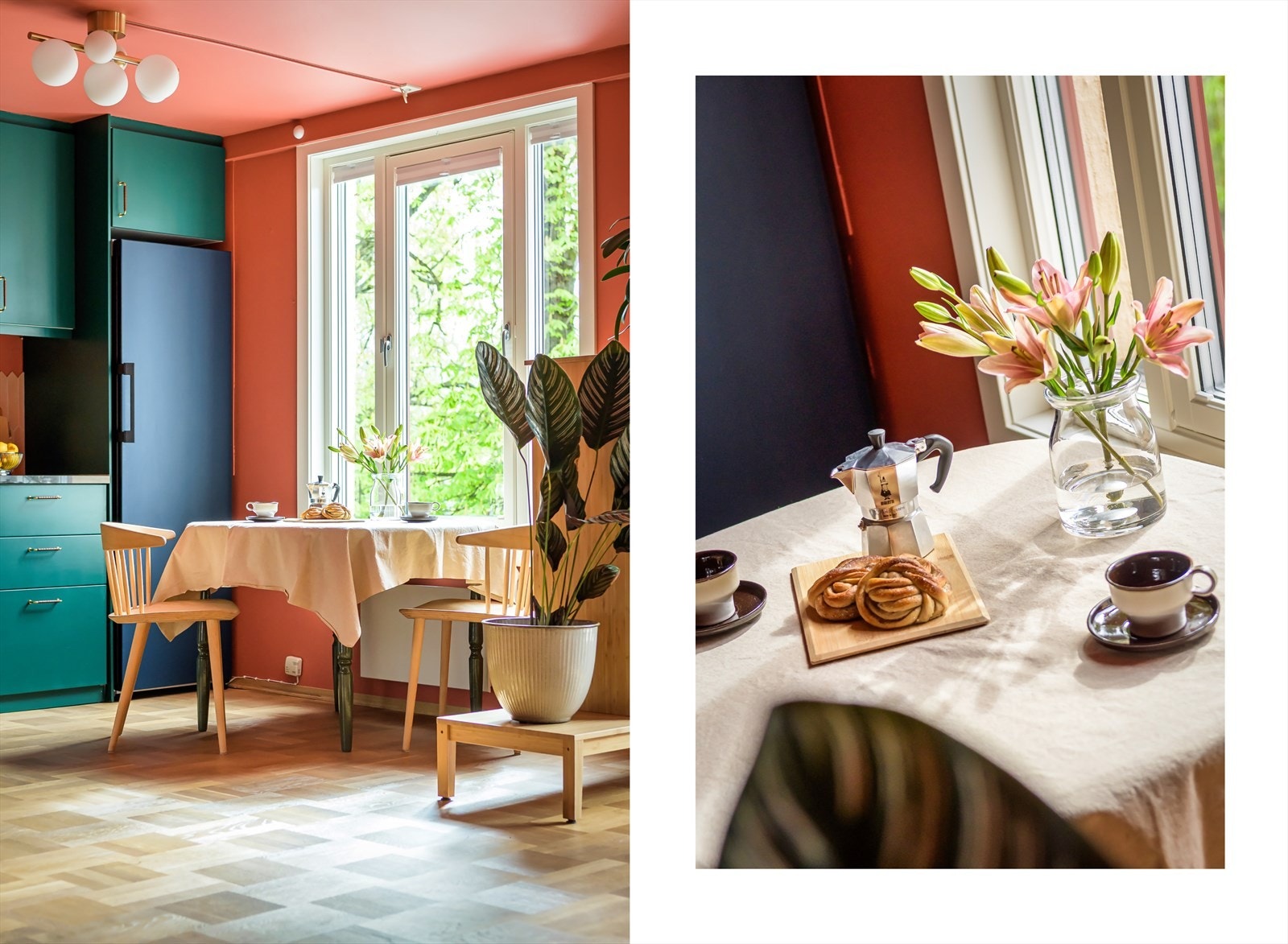 Det er god plass til en hyggelig spisegruppe ved kjøkkenvinduet. Etasjen er romslig, luftig og åpen og kan innredes på mange ulike måter. Galleribilde